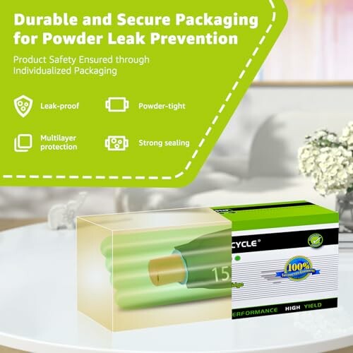 Durable packaging for powder leak prevention with product box and features.