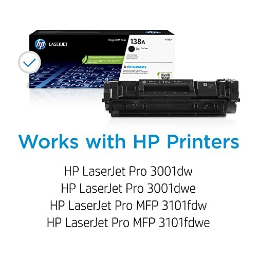 HP LaserJet 138A toner cartridge compatible with various HP printers.