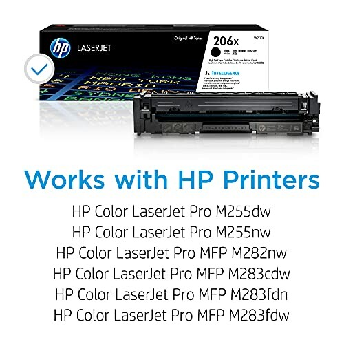 HP LaserJet toner cartridge with compatibility list.